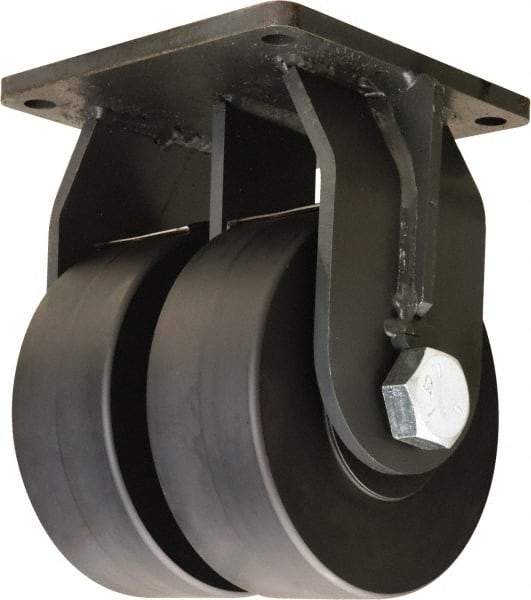 Hamilton - 10" Diam x 3" Wide x 13" OAH Top Plate Mount Dual Rigid Caster - Nylon, 15,200 Lb Capacity, Sealed Precision Ball Bearing, 8-1/2 x 8-1/2" Plate - Eagle Tool & Supply