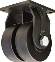 Hamilton - 10" Diam x 3" Wide x 13" OAH Top Plate Mount Dual Rigid Caster - Nylon, 15,200 Lb Capacity, Sealed Precision Ball Bearing, 8-1/2 x 8-1/2" Plate - Eagle Tool & Supply
