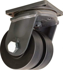 Hamilton - 8" Diam x 3" Wide x 11" OAH Top Plate Mount Dual Swivel Caster - Nylon, 14,400 Lb Capacity, Sealed Precision Ball Bearing, 8-1/2 x 8-1/2" Plate - Eagle Tool & Supply