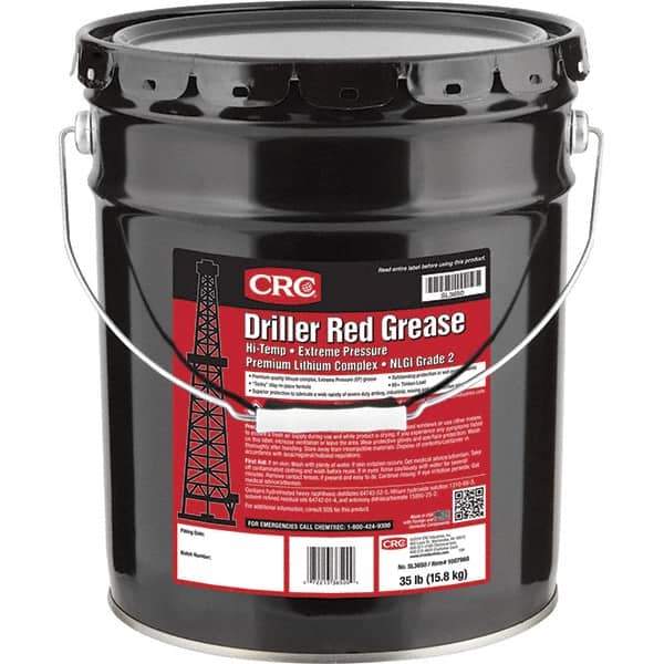 CRC - 35 Lb Pail Lithium Extreme Pressure Grease - Red, Extreme Pressure & High Temperature, 400°F Max Temp, NLGIG 2, - Eagle Tool & Supply