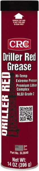 CRC - 14 oz Cartridge Lithium Extreme Pressure Grease - Red, Extreme Pressure & High Temperature, 400°F Max Temp, NLGIG 2, - Eagle Tool & Supply