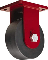 Hamilton - 8" Diam x 3" Wide x 10-1/2" OAH Top Plate Mount Rigid Caster - Nylon, 6,500 Lb Capacity, Sealed Precision Ball Bearing, 6-1/2 x 7-1/2" Plate - Eagle Tool & Supply