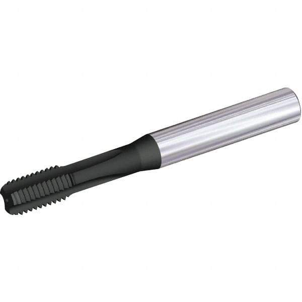 Kennametal - M12x1.75 Metric 6HX 3 Flute CrC/C Finish Solid Carbide Straight Flute Standard Hand Tap - Bottoming, Right Hand Thread, 3.94" OAL, 0.83" Thread Length, Oversize, Through Coolant - Eagle Tool & Supply