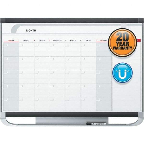 Quartet - 24" High x 36" Wide Magnetic Dry Erase Calendar - Fiberboard/Plastic Frame, Includes Dry-Erase Marker & Mounting Kit - Eagle Tool & Supply