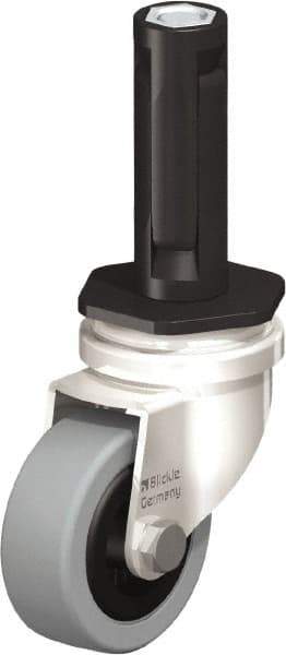 Blickle - 2" Diam x 45/64" Wide x 2-13/16" OAH Stem Mount Swivel Caster - Solid Rubber, 88 Lb Capacity, Plain Bore Bearing, Round Stem - Eagle Tool & Supply