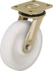 Blickle - 10" Diam x 2-9/16" Wide x 12" OAH Top Plate Mount Swivel Caster - Impact-Resistant Nylon, 4,400 Lb Capacity, Plain Bore Bearing, 6-7/8 x 5-1/2" Plate - Eagle Tool & Supply