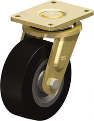 Blickle - 8" Diam x 3-9/64" Wide x 10-1/32" OAH Top Plate Mount Swivel Caster - Solid Rubber, 1,870 Lb Capacity, Ball Bearing, 6-7/8 x 5-1/2" Plate - Eagle Tool & Supply