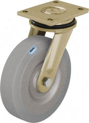 Blickle - 8" Diam x 1-31/32" Wide x 9-41/64" OAH Top Plate Mount Swivel Caster - Solid Rubber, 1,320 Lb Capacity, Ball Bearing, 5-1/2 x 4-3/8" Plate - Eagle Tool & Supply
