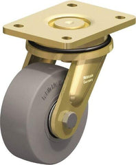 Blickle - 5" Diam x 1-31/32" Wide x 6-11/16" OAH Top Plate Mount Swivel Caster - Solid Rubber, 704 Lb Capacity, Ball Bearing, 5-1/2 x 4-3/8" Plate - Eagle Tool & Supply