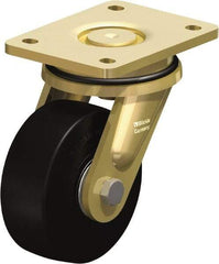 Blickle - 5" Diam x 1-31/32" Wide x 6-11/16" OAH Top Plate Mount Swivel Caster - Solid Rubber, 704 Lb Capacity, Ball Bearing, 5-1/2 x 4-3/8" Plate - Eagle Tool & Supply