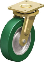 Blickle - 10" Diam x 2-23/64" Wide x 12" OAH Top Plate Mount Swivel Caster - Polyurethane-Elastomer Blickle Softhane, 2,640 Lb Capacity, Ball Bearing, 6-7/8 x 5-1/2" Plate - Eagle Tool & Supply
