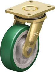 Blickle - 6-1/2" Diam x 1-31/32" Wide x 8-5/64" OAH Top Plate Mount Swivel Caster - Polyurethane-Elastomer Blickle Softhane, 1,320 Lb Capacity, Ball Bearing, 5-1/2 x 4-3/8" Plate - Eagle Tool & Supply