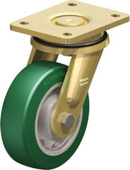 Blickle - 6" Diam x 1-31/32" Wide x 7-7/8" OAH Top Plate Mount Swivel Caster - Polyurethane-Elastomer Blickle Softhane, 1,210 Lb Capacity, Ball Bearing, 5-1/2 x 4-3/8" Plate - Eagle Tool & Supply