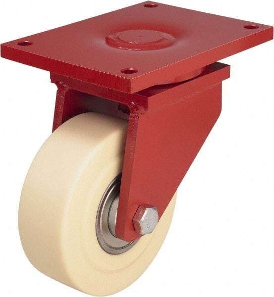 Blickle - 8" Diam x 3-9/64" Wide x 11-1/64" OAH Top Plate Mount Swivel Caster - Impact-Resistant Cast Nylon, 9,900 Lb Capacity, Ball Bearing, 10 x 7-7/8" Plate - Eagle Tool & Supply