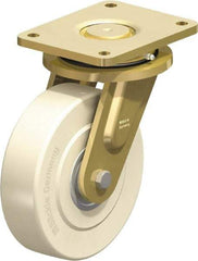 Blickle - 8" Diam x 2-5/32" Wide x 10-1/32" OAH Top Plate Mount Swivel Caster - Impact-Resistant Cast Nylon, 6,600 Lb Capacity, Ball Bearing, 6-7/8 x 5-1/2" Plate - Eagle Tool & Supply