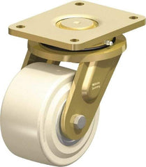 Blickle - 6" Diam x 3-9/64" Wide x 8-5/64" OAH Top Plate Mount Swivel Caster - Impact-Resistant Cast Nylon, 6,600 Lb Capacity, Ball Bearing, 6-7/8 x 5-1/2" Plate - Eagle Tool & Supply