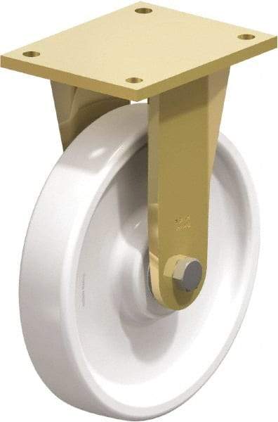 Blickle - 10" Diam x 1-31/32" Wide x 12" OAH Top Plate Mount Rigid Caster - Impact-Resistant Nylon, 3,300 Lb Capacity, Ball Bearing, 6-7/8 x 5-1/2" Plate - Eagle Tool & Supply