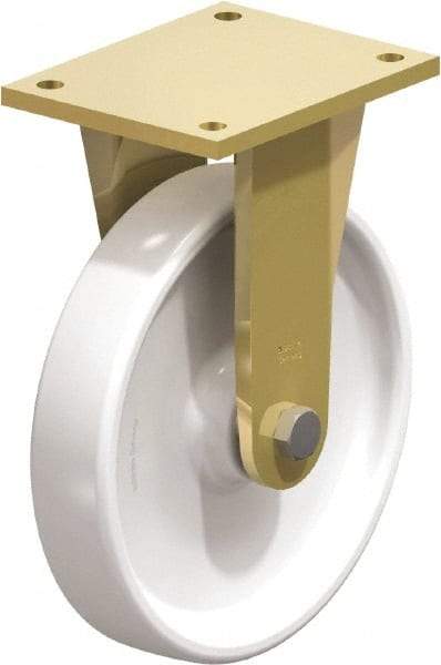 Blickle - 10" Diam x 1-31/32" Wide x 12" OAH Top Plate Mount Rigid Caster - Impact-Resistant Nylon, 3,300 Lb Capacity, Plain Bore Bearing, 6-7/8 x 5-1/2" Plate - Eagle Tool & Supply