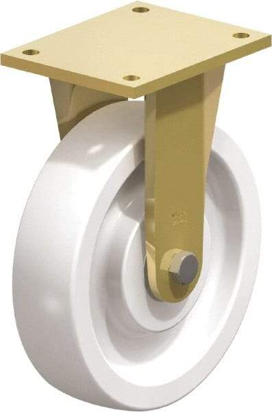 Blickle - 10" Diam x 2-9/16" Wide x 12" OAH Top Plate Mount Rigid Caster - Impact-Resistant Nylon, 4,400 Lb Capacity, Ball Bearing, 6-7/8 x 5-1/2" Plate - Eagle Tool & Supply