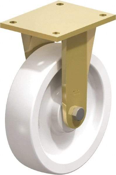 Blickle - 10" Diam x 2-9/16" Wide x 12" OAH Top Plate Mount Rigid Caster - Impact-Resistant Nylon, 4,400 Lb Capacity, Plain Bore Bearing, 6-7/8 x 5-1/2" Plate - Eagle Tool & Supply