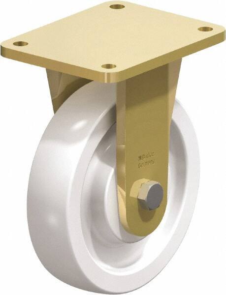 Blickle - 8" Diam x 1-31/32" Wide x 9-41/64" OAH Top Plate Mount Rigid Caster - Impact-Resistant Nylon, 3,300 Lb Capacity, Ball Bearing, 5-1/2 x 4-3/8" Plate - Eagle Tool & Supply