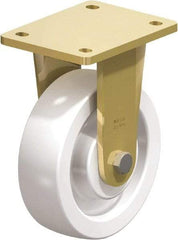 Blickle - 6-1/2" Diam x 1-31/32" Wide x 8-5/64" OAH Top Plate Mount Rigid Caster - Impact-Resistant Nylon, 1,870 Lb Capacity, Ball Bearing, 5-1/2 x 4-3/8" Plate - Eagle Tool & Supply