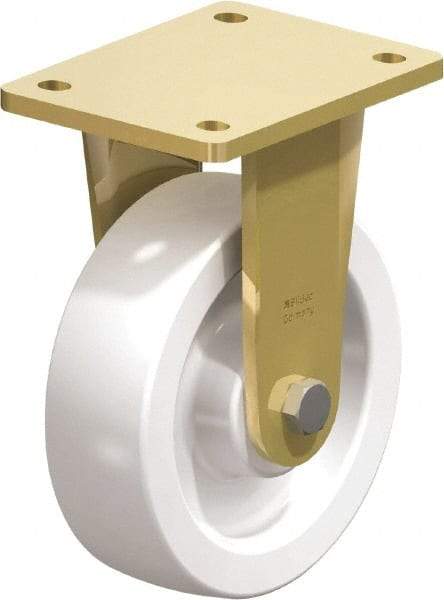 Blickle - 6-1/2" Diam x 1-31/32" Wide x 8-5/64" OAH Top Plate Mount Rigid Caster - Impact-Resistant Nylon, 1,870 Lb Capacity, Plain Bore Bearing, 5-1/2 x 4-3/8" Plate - Eagle Tool & Supply