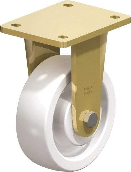 Blickle - 6" Diam x 1-31/32" Wide x 7-7/8" OAH Top Plate Mount Rigid Caster - Impact-Resistant Nylon, 1,760 Lb Capacity, Ball Bearing, 5-1/2 x 4-3/8" Plate - Eagle Tool & Supply