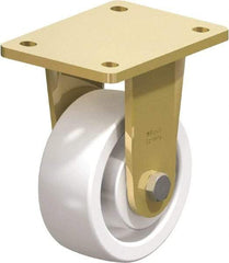 Blickle - 5" Diam x 1-31/32" Wide x 6-11/16" OAH Top Plate Mount Rigid Caster - Impact-Resistant Nylon, 1,650 Lb Capacity, Ball Bearing, 5-1/2 x 4-3/8" Plate - Eagle Tool & Supply