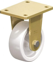 Blickle - 5" Diam x 1-31/32" Wide x 6-11/16" OAH Top Plate Mount Rigid Caster - Impact-Resistant Nylon, 1,650 Lb Capacity, Plain Bore Bearing, 5-1/2 x 4-3/8" Plate - Eagle Tool & Supply