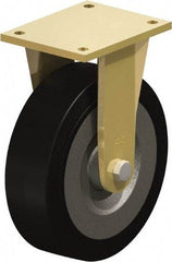 Blickle - 10" Diam x 3-9/64" Wide x 12" OAH Top Plate Mount Rigid Caster - Solid Rubber, 2,200 Lb Capacity, Ball Bearing, 6-7/8 x 5-1/2" Plate - Eagle Tool & Supply