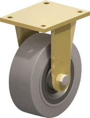 Blickle - 8" Diam x 3-9/64" Wide x 10-1/32" OAH Top Plate Mount Rigid Caster - Solid Rubber, 1,870 Lb Capacity, Ball Bearing, 6-7/8 x 5-1/2" Plate - Eagle Tool & Supply