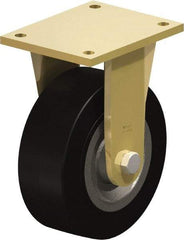 Blickle - 8" Diam x 3-9/64" Wide x 10-1/32" OAH Top Plate Mount Rigid Caster - Solid Rubber, 1,870 Lb Capacity, Ball Bearing, 6-7/8 x 5-1/2" Plate - Eagle Tool & Supply