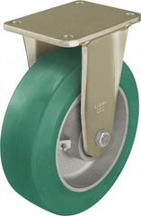 Blickle - 10" Diam x 3-9/64" Wide x 12" OAH Top Plate Mount Rigid Caster - Polyurethane-Elastomer Blickle Softhane, 3,080 Lb Capacity, Ball Bearing, 6-7/8 x 5-1/2" Plate - Eagle Tool & Supply