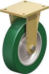 Blickle - 10" Diam x 2-23/64" Wide x 12" OAH Top Plate Mount Rigid Caster - Polyurethane-Elastomer Blickle Softhane, 2,640 Lb Capacity, Ball Bearing, 6-7/8 x 5-1/2" Plate - Eagle Tool & Supply