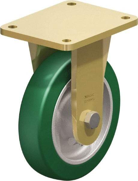 Blickle - 8" Diam x 1-31/32" Wide x 9-41/64" OAH Top Plate Mount Rigid Caster - Polyurethane-Elastomer Blickle Softhane, 1,760 Lb Capacity, Ball Bearing, 5-1/2 x 4-3/8" Plate - Eagle Tool & Supply