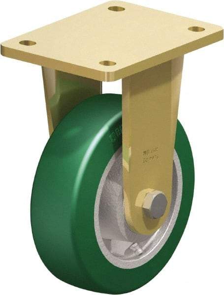 Blickle - 6" Diam x 1-31/32" Wide x 7-7/8" OAH Top Plate Mount Rigid Caster - Polyurethane-Elastomer Blickle Softhane, 1,210 Lb Capacity, Ball Bearing, 5-1/2 x 4-3/8" Plate - Eagle Tool & Supply