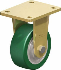 Blickle - 5" Diam x 1-31/32" Wide x 6-11/16" OAH Top Plate Mount Rigid Caster - Polyurethane-Elastomer Blickle Softhane, 990 Lb Capacity, Ball Bearing, 5-1/2 x 4-3/8" Plate - Eagle Tool & Supply