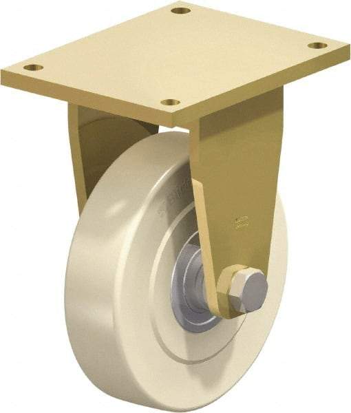 Blickle - 10" Diam x 2-9/16" Wide x 13" OAH Top Plate Mount Rigid Caster - Impact-Resistant Cast Nylon, 11,000 Lb Capacity, Ball Bearing, 10 x 7-7/8" Plate - Eagle Tool & Supply
