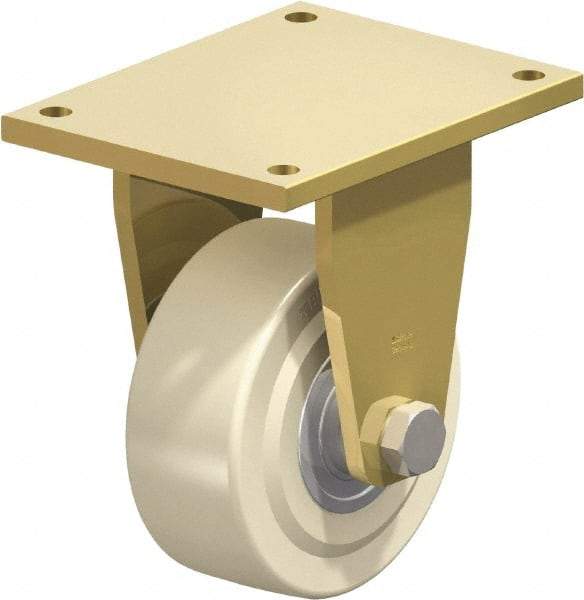 Blickle - 8" Diam x 3-9/64" Wide x 11-1/64" OAH Top Plate Mount Rigid Caster - Impact-Resistant Cast Nylon, 9,900 Lb Capacity, Ball Bearing, 10 x 7-7/8" Plate - Eagle Tool & Supply