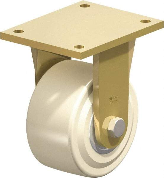 Blickle - 6" Diam x 3-9/64" Wide x 8-5/64" OAH Top Plate Mount Rigid Caster - Impact-Resistant Cast Nylon, 6,600 Lb Capacity, Ball Bearing, 6-7/8 x 5-1/2" Plate - Eagle Tool & Supply