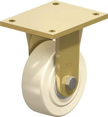 Blickle - 6" Diam x 2-5/32" Wide x 8-5/64" OAH Top Plate Mount Rigid Caster - Impact-Resistant Cast Nylon, 5,500 Lb Capacity, Ball Bearing, 6-7/8 x 5-1/2" Plate - Eagle Tool & Supply
