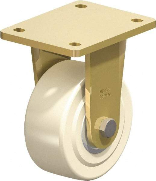 Blickle - 5" Diam x 2-5/32" Wide x 6-11/16" OAH Top Plate Mount Rigid Caster - Impact-Resistant Cast Nylon, 3,850 Lb Capacity, Ball Bearing, 5-1/2 x 4-3/8" Plate - Eagle Tool & Supply