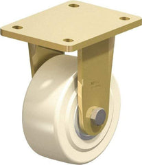 Blickle - 5" Diam x 2-5/32" Wide x 6-11/16" OAH Top Plate Mount Rigid Caster - Impact-Resistant Cast Nylon, 3,850 Lb Capacity, Ball Bearing, 5-1/2 x 4-3/8" Plate - Eagle Tool & Supply