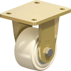 Blickle - 4" Diam x 2-5/32" Wide x 5-5/64" OAH Top Plate Mount Rigid Caster - Impact-Resistant Cast Nylon, 3,300 Lb Capacity, Ball Bearing, 5-1/2 x 4-3/8" Plate - Eagle Tool & Supply