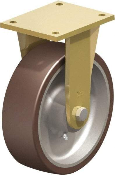 Blickle - 10" Diam x 3-9/64" Wide x 12" OAH Top Plate Mount Rigid Caster - Polyurethane-Elastomer Blickle Besthane, 3,960 Lb Capacity, Ball Bearing, 6-7/8 x 5-1/2" Plate - Eagle Tool & Supply