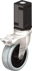 Blickle - 3" Diam x 63/64" Wide x 3-31/32" OAH Stem Mount Swivel Caster with Brake - Solid Rubber, 132 Lb Capacity, Plain Bore Bearing, Square Stem - Eagle Tool & Supply