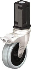 Blickle - 3" Diam x 63/64" Wide x 3-31/32" OAH Stem Mount Swivel Caster with Brake - Solid Rubber, 132 Lb Capacity, Plain Bore Bearing, Square Stem - Eagle Tool & Supply