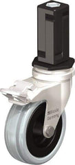 Blickle - 3" Diam x 63/64" Wide x 3-31/32" OAH Stem Mount Swivel Caster with Brake - Solid Rubber, 132 Lb Capacity, Plain Bore Bearing, Square Stem - Eagle Tool & Supply