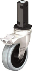 Blickle - 3" Diam x 63/64" Wide x 3-31/32" OAH Stem Mount Swivel Caster with Brake - Solid Rubber, 132 Lb Capacity, Plain Bore Bearing, Square Stem - Eagle Tool & Supply